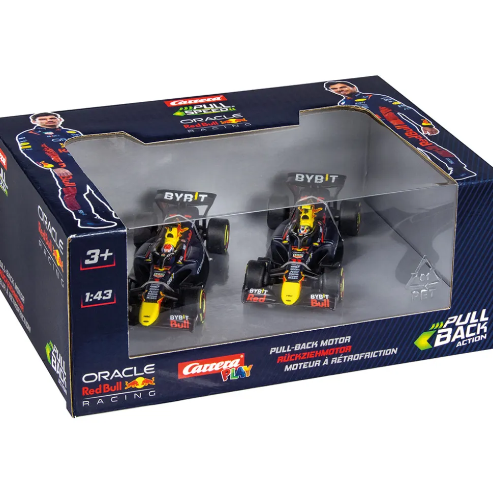 F1 Red Bull Double Action Verstappen & Perez Pull & Speed 1:43 Scale Plastic Model Car by Carrera