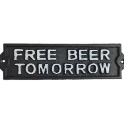 Free Beer Tomorrow Cast Iron Wall Sign Iron and Blossom (58028) by Iron and Blossom