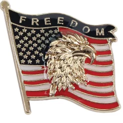 Freedom Eagle Lapel Pin 961111 Hand stamped & hand painted with Cloisonné hard en by Ruffin Flag Company
