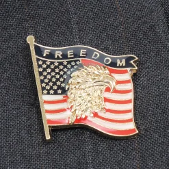 Freedom Eagle Lapel Pin 961111 Hand stamped & hand painted with Cloisonné hard en by Ruffin Flag Company