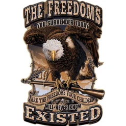 FREEDOM EXISTED METAL SIGN (7090) EMBOSSED DIE-CUT ALUMINUM by Desperate Enterprises