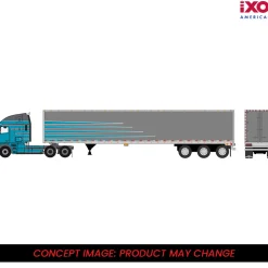 2002 Freightliner Argosy - Grey and Blue with modern trailer 1:64 Scale Diecast Model Truck by IXO Models