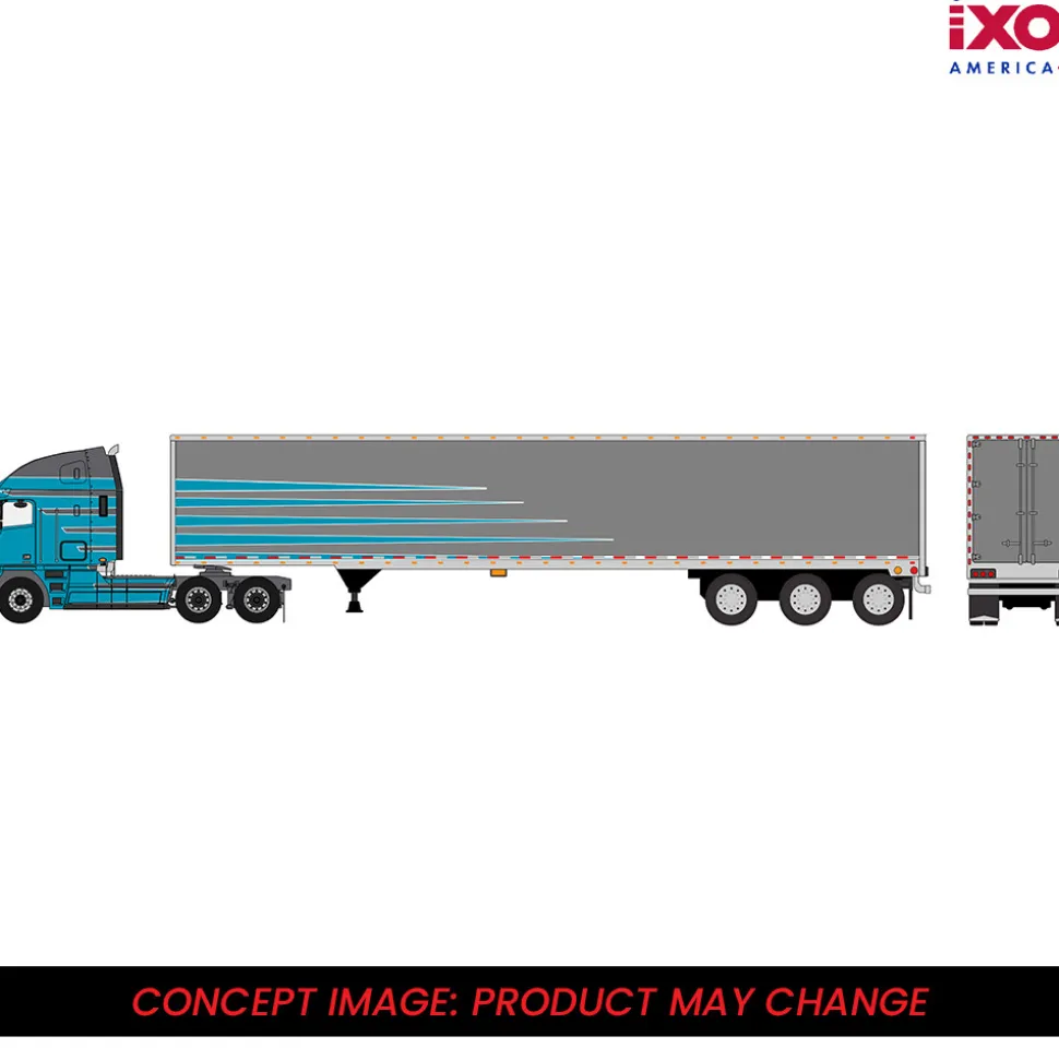 2002 Freightliner Argosy - Grey and Blue with modern trailer 1:64 Scale Diecast Model Truck by IXO Models