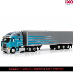 2002 Freightliner Argosy - Grey and Blue with modern trailer 1:64 Scale Diecast Model Truck by IXO Models