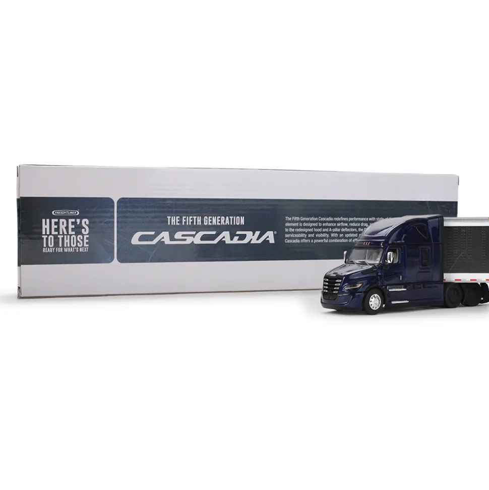 Freightliner® Fifth Gen Cascadia Raised Roof Sleeper & 53' Utility Trailer w/Skirts 1:64 Scale Diecast Model Truck by Diecast Promotions