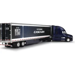 Freightliner® Fifth Gen Cascadia Raised Roof Sleeper & 53' Utility Trailer w/Skirts 1:64 Scale Diecast Model Truck by Diecast Promotions