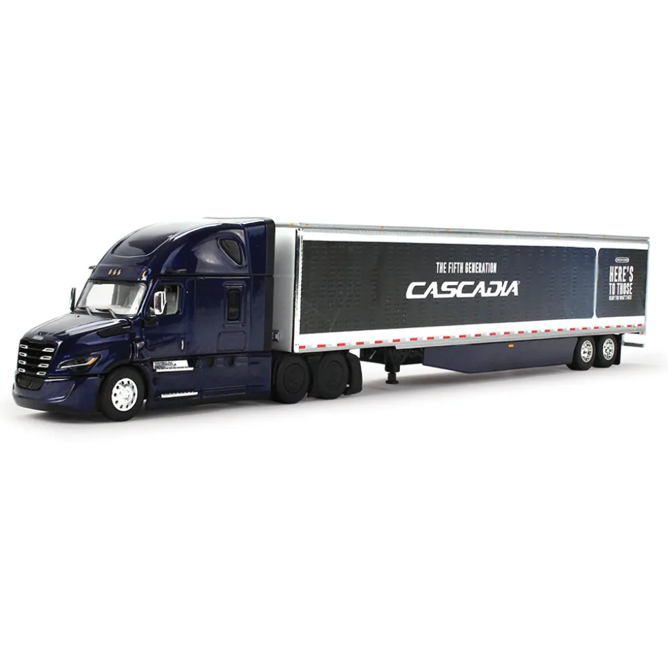 Freightliner® Fifth Gen Cascadia Raised Roof Sleeper & 53' Utility Trailer w/Skirts 1:64 Scale Diecast Model Truck by Diecast Promotions
