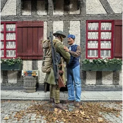 Frenchmen Greeting U.S. Doughboy 1/30 Figure Set - 1918 William Britain (23128) 1:30 Scale Metal by William Britain