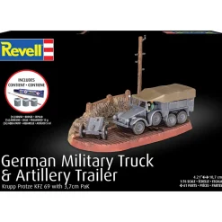 German Military Truck & Artillery Trailer Complete Model Kit 1:76 Scale Plastic Model Kit by Revell