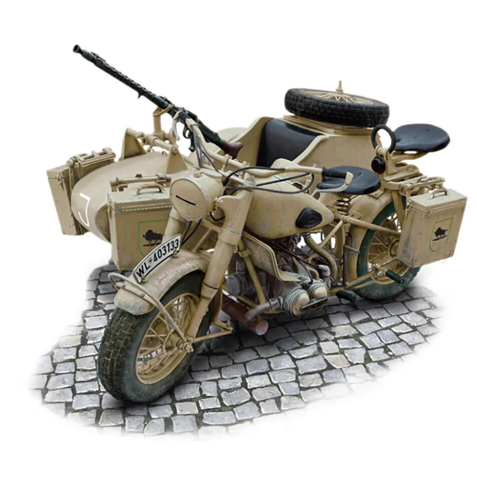 German Motorcycle With Sidecar 1/9 Kit 1:9 Scale Plastic Model Kit by Italeri