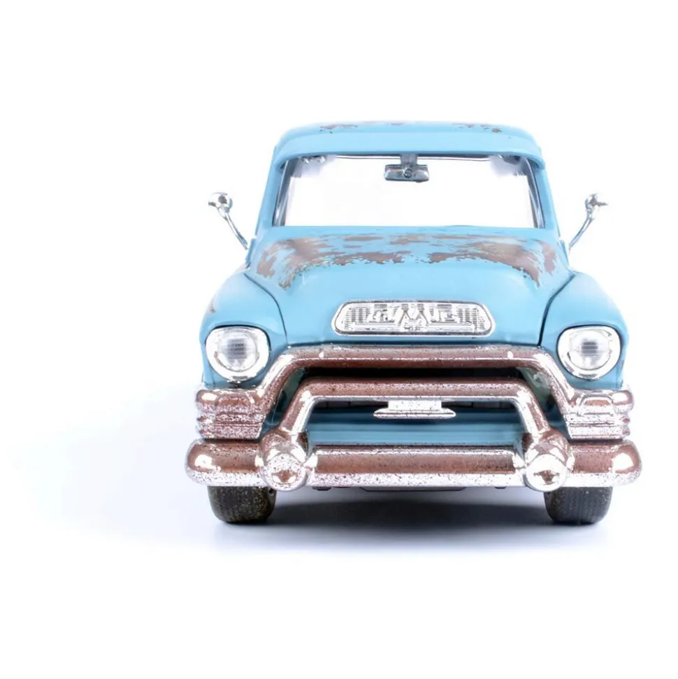 1955 GMC Blue Chip Pickup - Weathered Treasure 1:24 Scale Diecast Model Truck by Motormax
