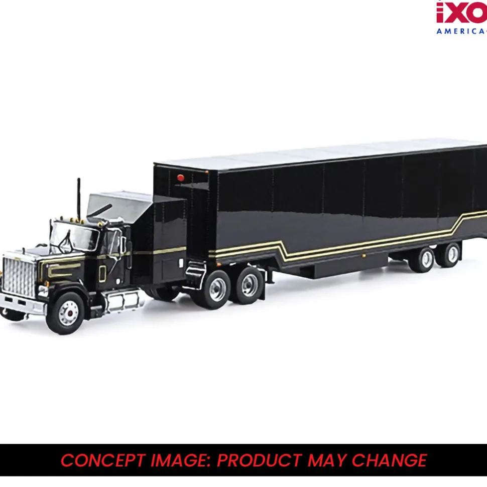 1980 GMC General With Black And Gold Trailer 1:64 Scale by IXO Models