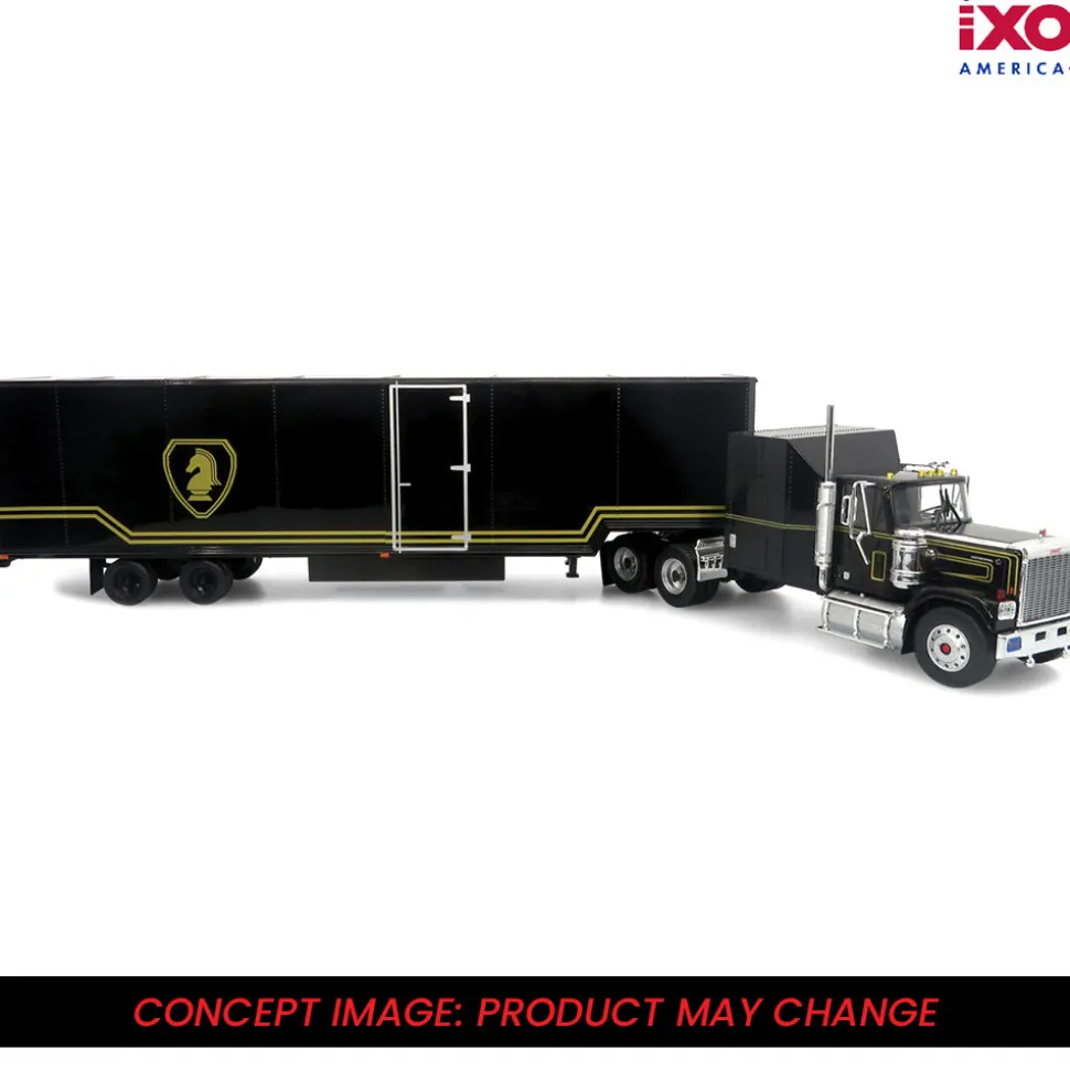 1980 GMC General With Black And Gold Trailer 1:64 Scale by IXO Models