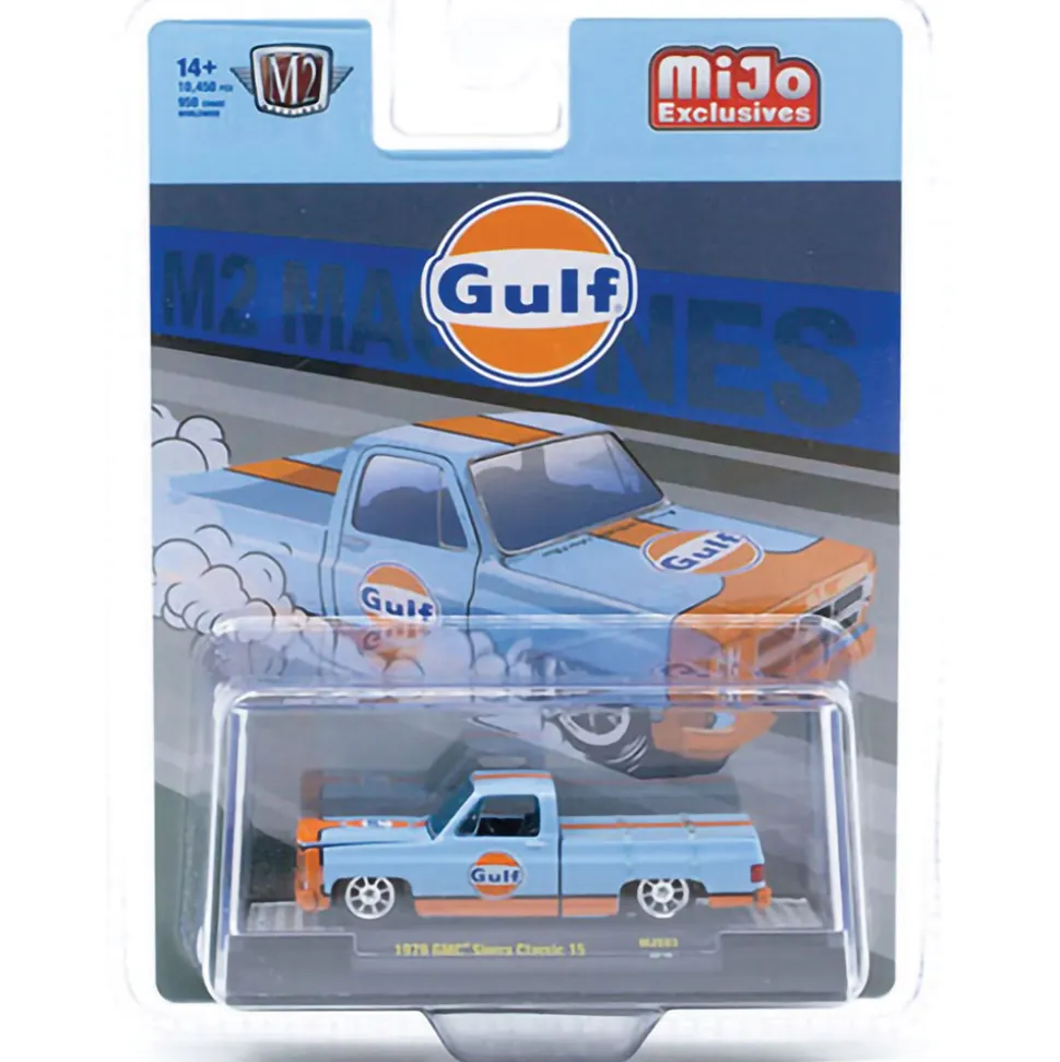 1979 GMC Sierra Classic 15 Custom GULF - Blue - MiJo Exclusives 1:64 Scale Diecast Model Truck by Mijo