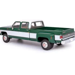 1973 GMC Sierra Grande 3500 Crew Cab Dually - Glenwood Green and Frost White 1:64 Scale Diecast Model Truck by IXO Models