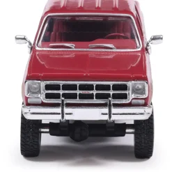 1977 GMC Sierra Grande K2500 Crew Cab Wideside - Dark Red Metallic and Silver Special Two-Tone - Lifted 1:64 Scale Diecast Model Truck by IXO Models