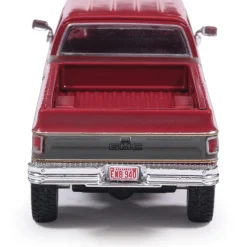 1977 GMC Sierra Grande K2500 Crew Cab Wideside - Dark Red Metallic and Silver Special Two-Tone - Lifted 1:64 Scale Diecast Model Truck by IXO Models