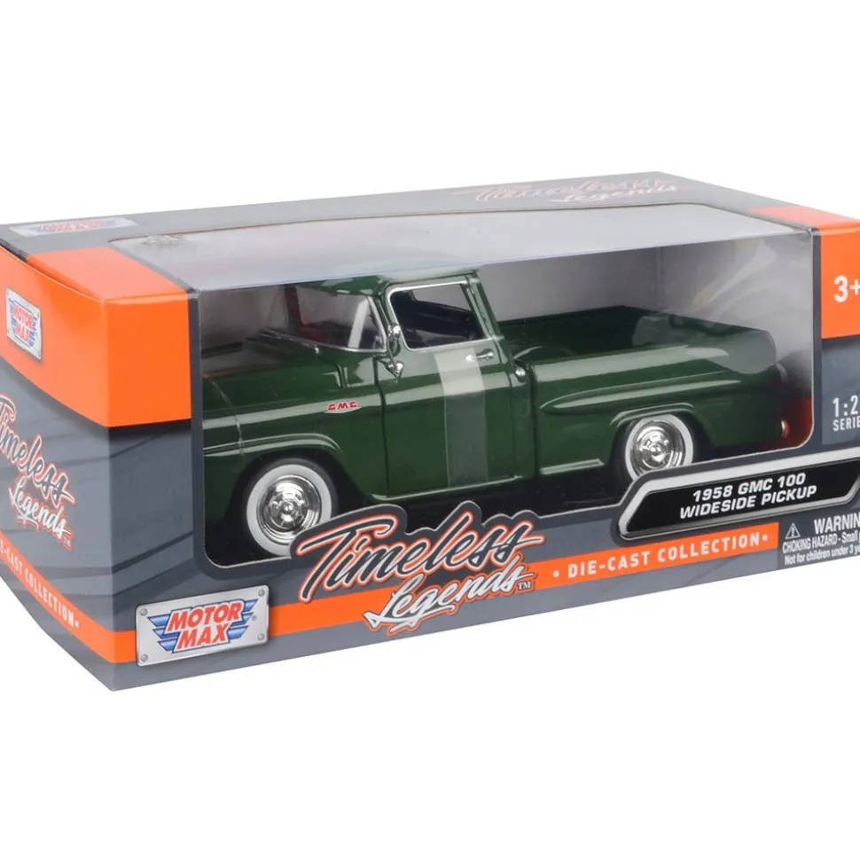 1958 GMC 100 Wideside Pickup - Dark Green 1:24 Scale Diecast Model Truck by Motormax