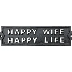 Happy Wife Happy Life Metal Sign IRON AND BLOSSOM (58103) by Iron and Blossom