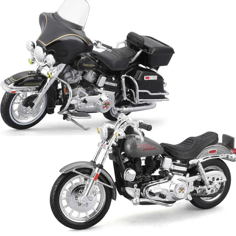 Harley-Davidson Duo 1977 FXS Low Rider + 1978 Electra Glide 1:18 Scale Diecast Model Motorcycle by Maisto