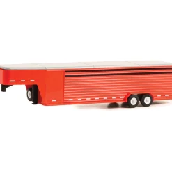 Hitch & Tow Trailers - 26-Foot Continuous Gooseneck Livestock Trailer - Red (Hobby Exclusive) 1:64 Scale Diecast Model Truck by Greenlight