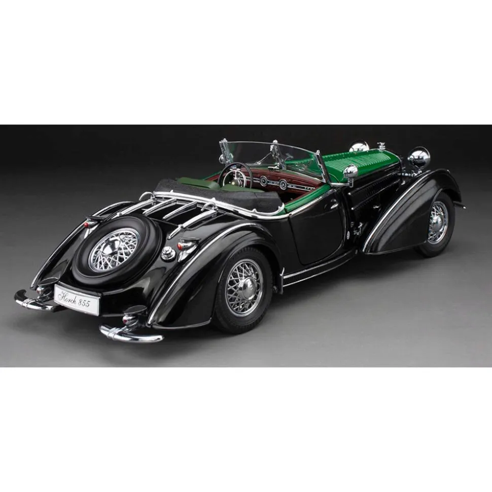 1939 Horch 855 Roadster - Black/Dark Green 1:18 Scale Diecast Model Car by Sunstar