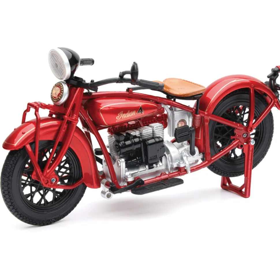 1930 Indian 4 - Red 1:12 Scale Diecast Model Motorcycle by New-Ray Toys