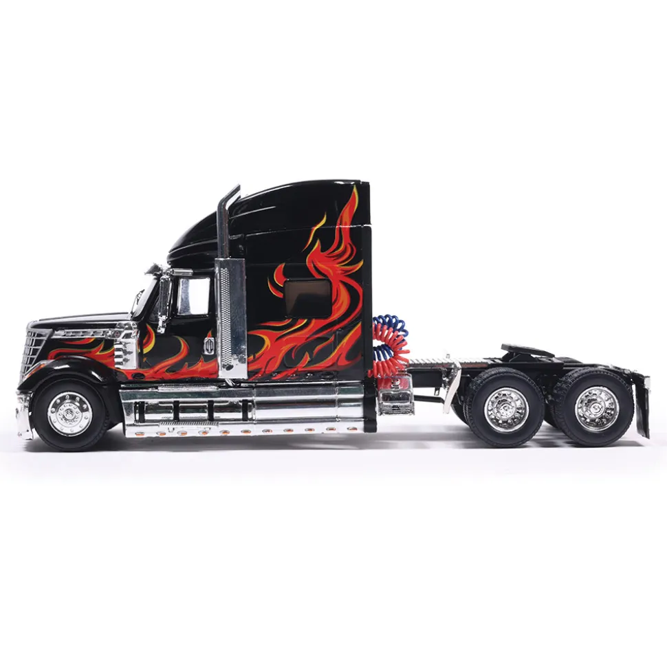 2010 International Lonestar - Black with flames 1:43 Scale Diecast Model Truck by IXO Models