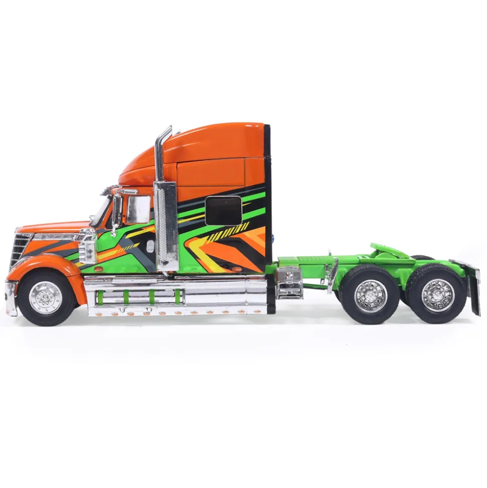 2010 International Lonestar - Orange and Green 1:64 Scale Diecast Model Truck by IXO Models