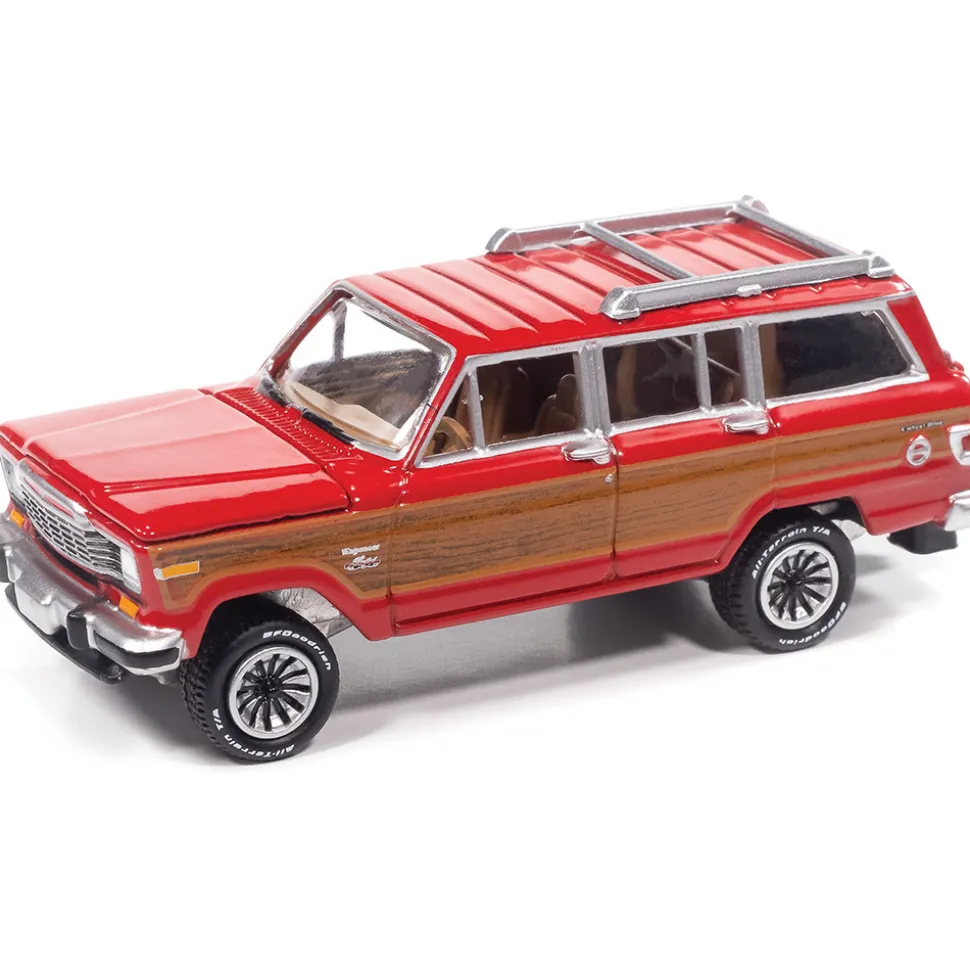 1981 Jeep Wagoneer w/Camper Trailer - Red 1:64 Scale Diecast Model Car by Johnny Lightning