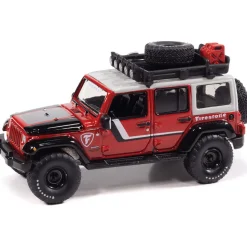 2018 Jeep Wrangler Firestone Field Agent - Black & Red 1:64 Scale Diecast Model Truck by Auto World