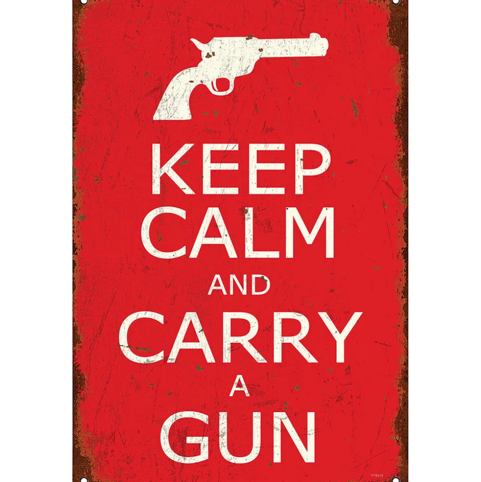 Keep Calm and Carry A Gun Metal Sign PTS016 Heavy Gauge Steel by Vintage Sign Co.