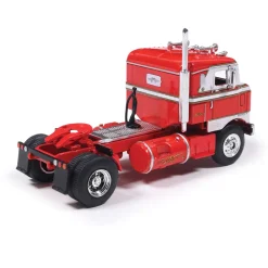 1950 Kenworth Bullnose - Red and White with vintage chrome trailer 1:64 Scale Diecast Model Truck by IXO Models
