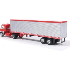1950 Kenworth Bullnose - Red and White with vintage chrome trailer 1:64 Scale Diecast Model Truck by IXO Models