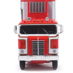 1950 Kenworth Bullnose - Red and White with vintage chrome trailer 1:64 Scale Diecast Model Truck by IXO Models