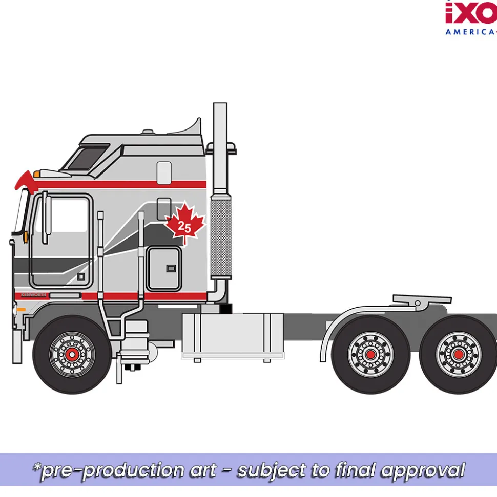 1976 Kenworth K100 Aerodyne Canada 25 - Grey 1:64 Scale Diecast Model Truck by IXO Models