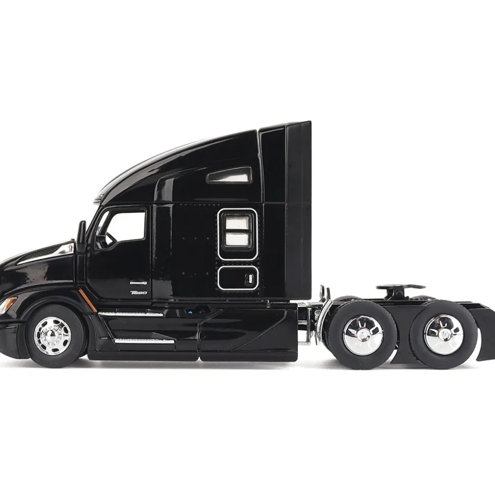 Kenworth T680 76in High Roof Sleeper Cab Tandem Tractor - Black 1:50 Scale Diecast Model Truck by Diecast Masters