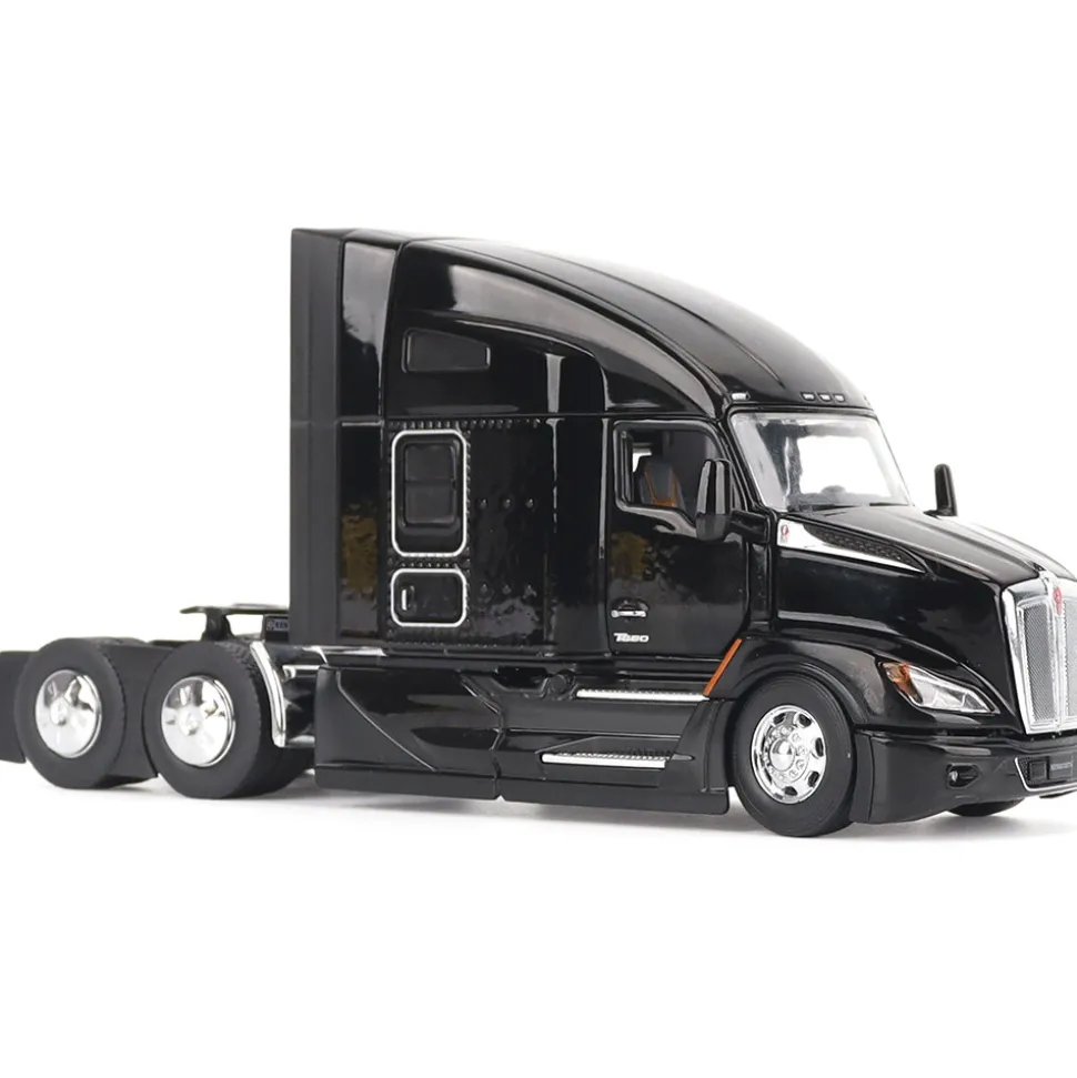 Kenworth T680 76in High Roof Sleeper Cab Tandem Tractor - Black 1:50 Scale Diecast Model Truck by Diecast Masters