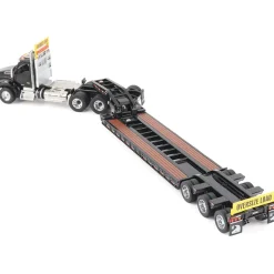 Kenworth T880 SBFA Daycab Tridem Tractor with Trail King TK120 HDG Lowboy Trailer - Black 1:50 Scale Diecast Model Truck by Diecast Masters