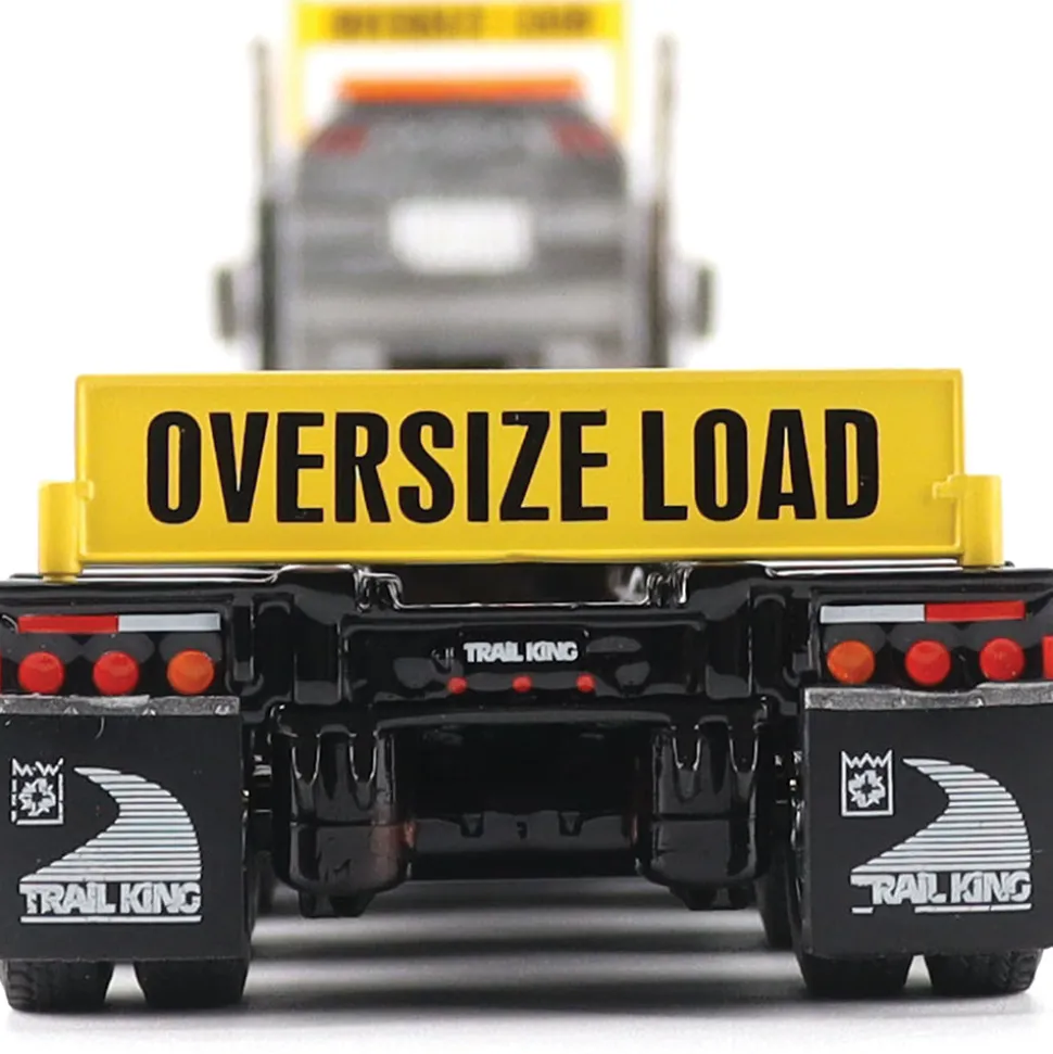 Kenworth T880 SBFA Daycab Tridem Tractor with Trail King TK120 HDG Lowboy Trailer - Black 1:50 Scale Diecast Model Truck by Diecast Masters