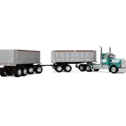 Kenworth W900A Day Cab & 22' Dual End Dump Trailers 1:64 Scale Diecast Model Truck by Diecast Promotions