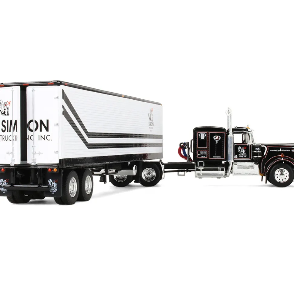 Kenworth W900A with 60" Flat Top Sleeper & 40' Vintage Reefer Trailer - Dick Simon Trucking 1:64 Scale Diecast Model Truck by Diecast Promotions
