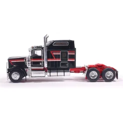1990 Kenworth W900 - Black With Stripe 1:64 Scale Diecast Model Truck by IXO Models