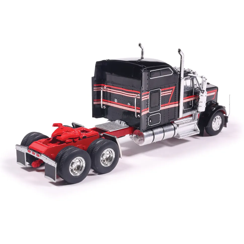 1990 Kenworth W900 - Black With Stripe 1:64 Scale Diecast Model Truck by IXO Models