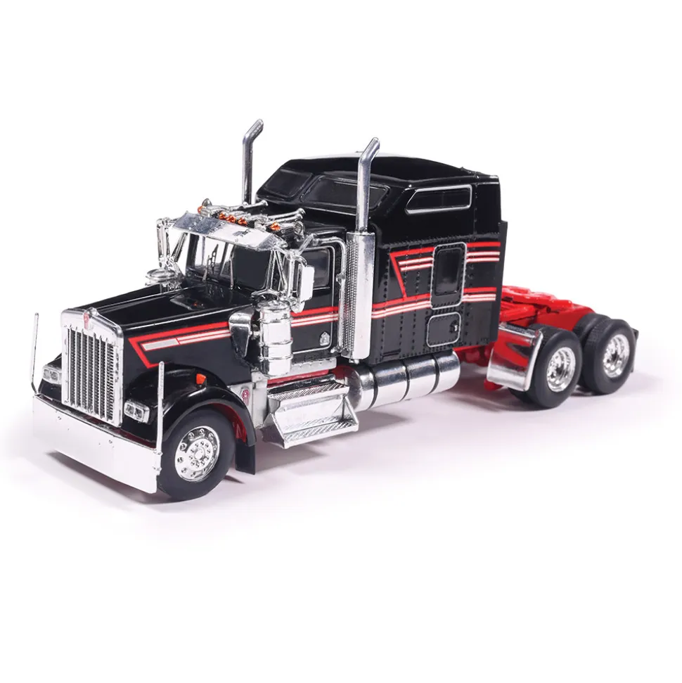 1990 Kenworth W900 - Black With Stripe 1:64 Scale Diecast Model Truck by IXO Models