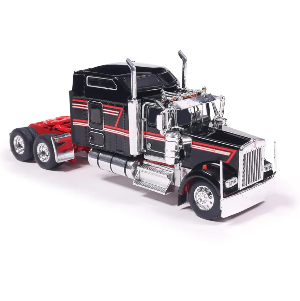 1990 Kenworth W900 - Black With Stripe 1:64 Scale Diecast Model Truck by IXO Models