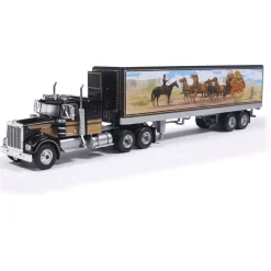 1976 Kenworth W900 - Black With Western Trailer 1:64 Scale Diecast Model Truck by IXO Models