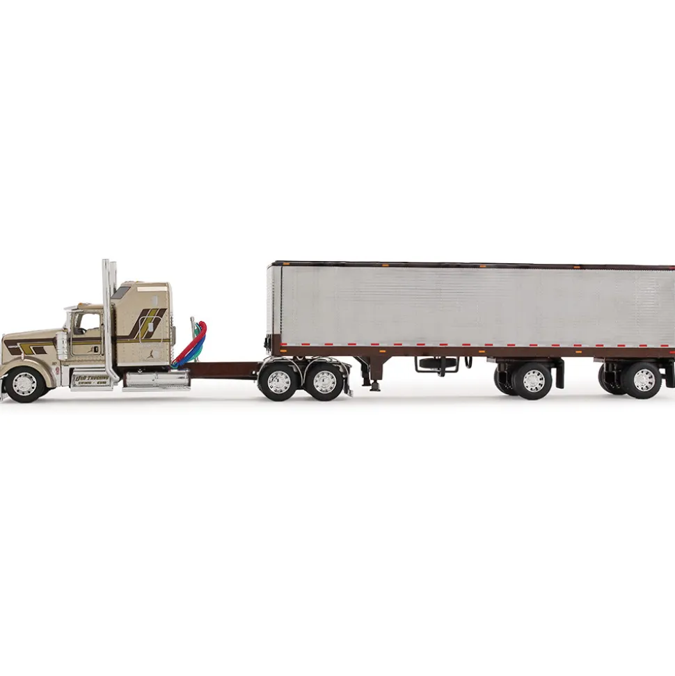 Kenworth W900L Aerodyne Sleeper & Vintage Trailer - Red's Favorites 1:64 Scale Diecast Model Truck by Diecast Promotions