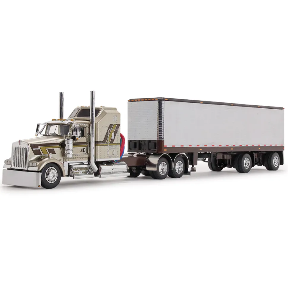 Kenworth W900L Aerodyne Sleeper & Vintage Trailer - Red's Favorites 1:64 Scale Diecast Model Truck by Diecast Promotions