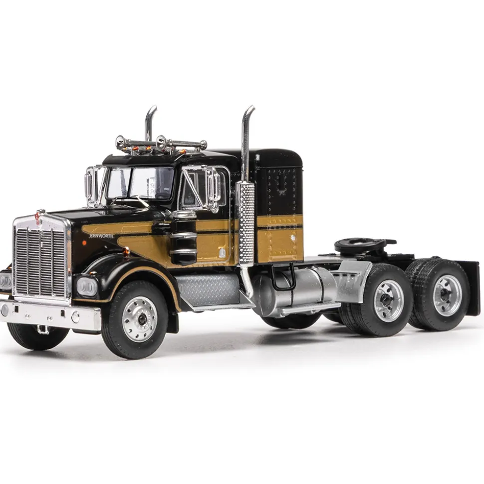 1970 Kenworth W925 Small Sleeper - Black & Gold 1:64 Scale Diecast Model Truck by IXO Models